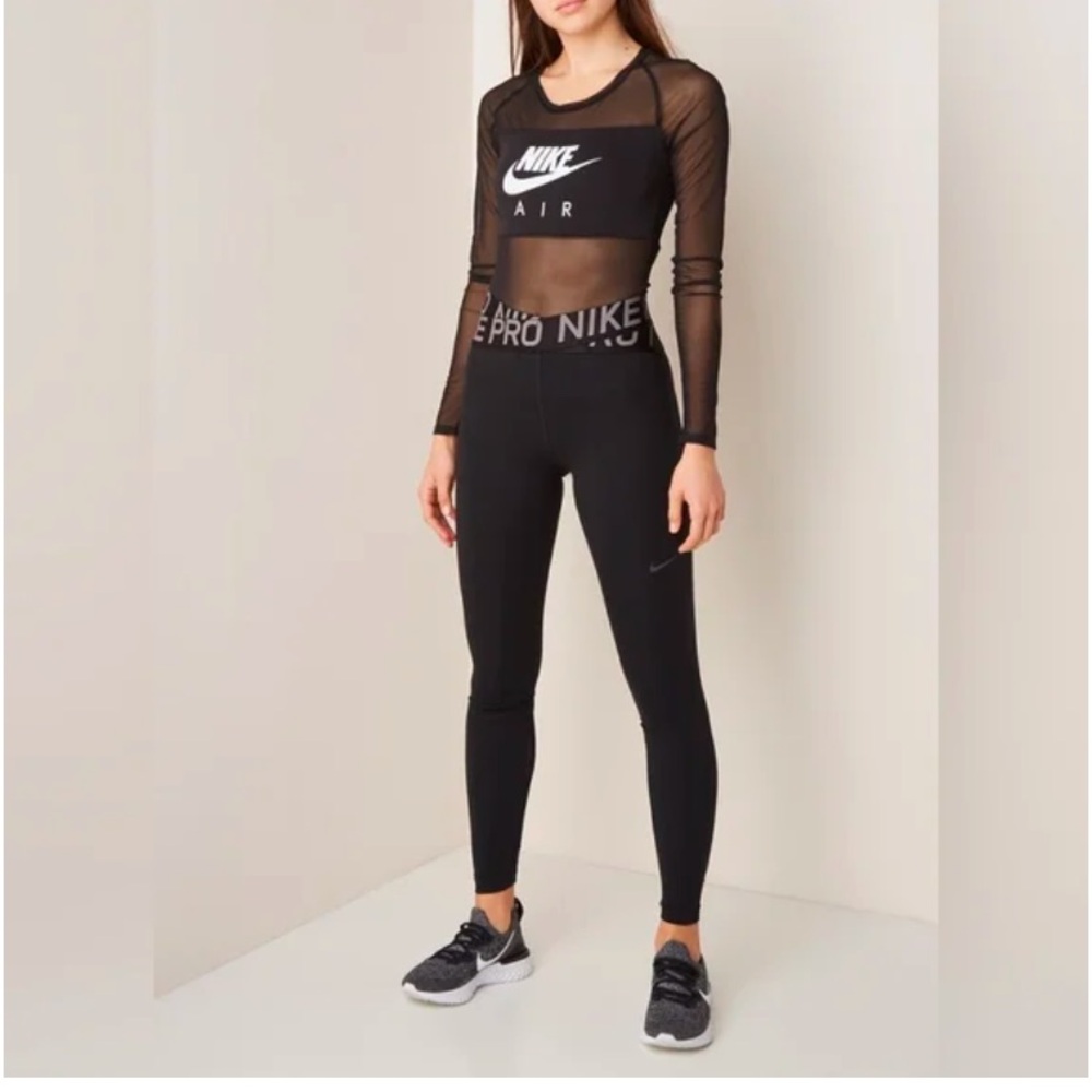 Nike Pro logo Black Mesh Bodysuit